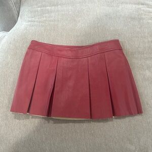 Red Leather Mini Skirt XS